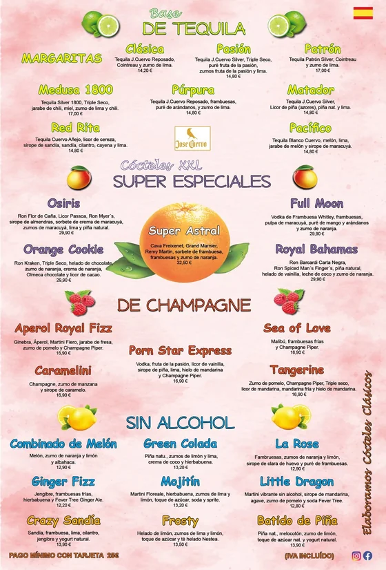 Carta: tequila, XXL y sin alcohol.